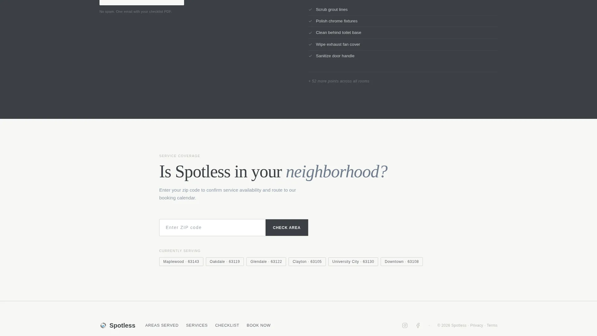 Housekeeping Service Area Landing Page Template
