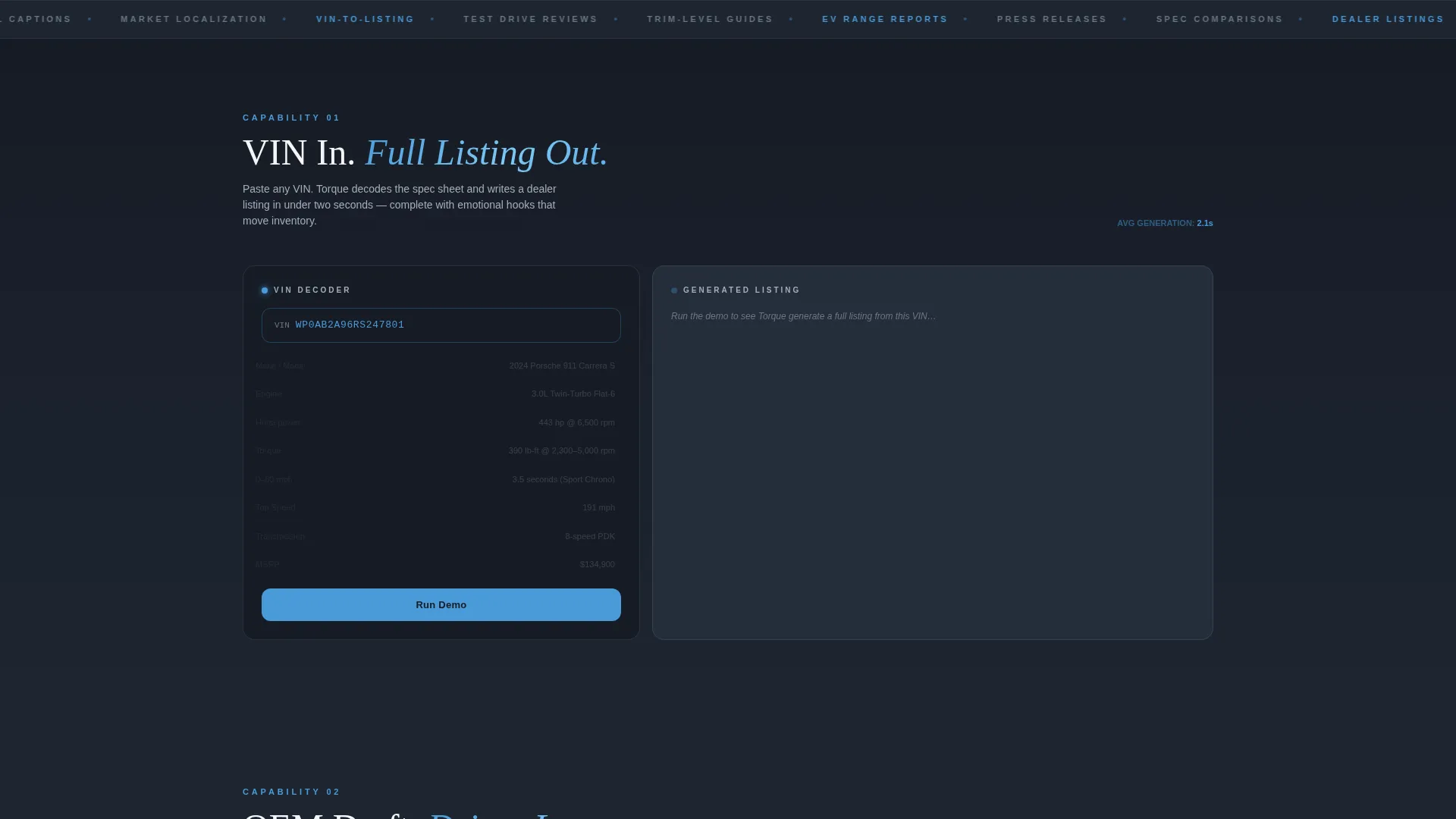 Automotive AI Content Writer Landing Page Template
