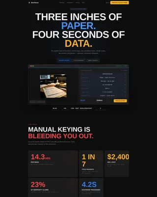 Automotive AI Document Processing Landing Page