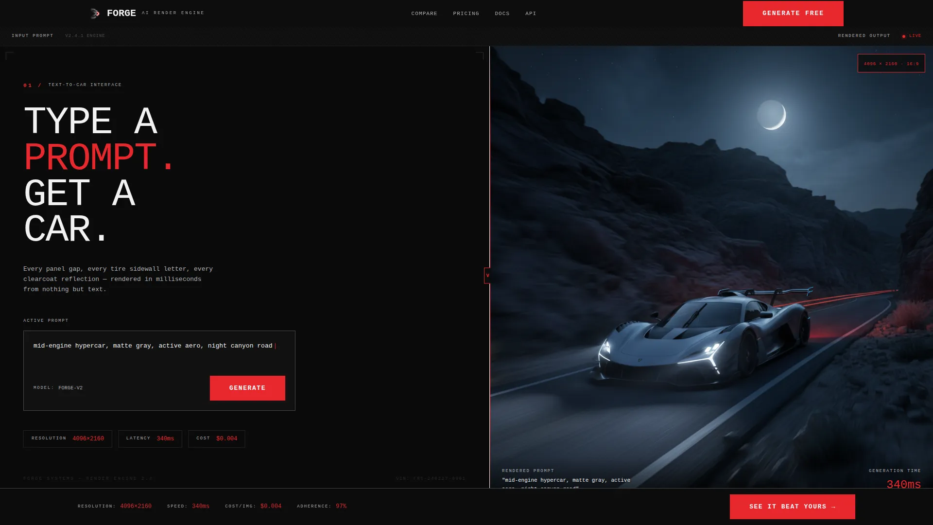 Automotive AI Image Generator Landing Page Template