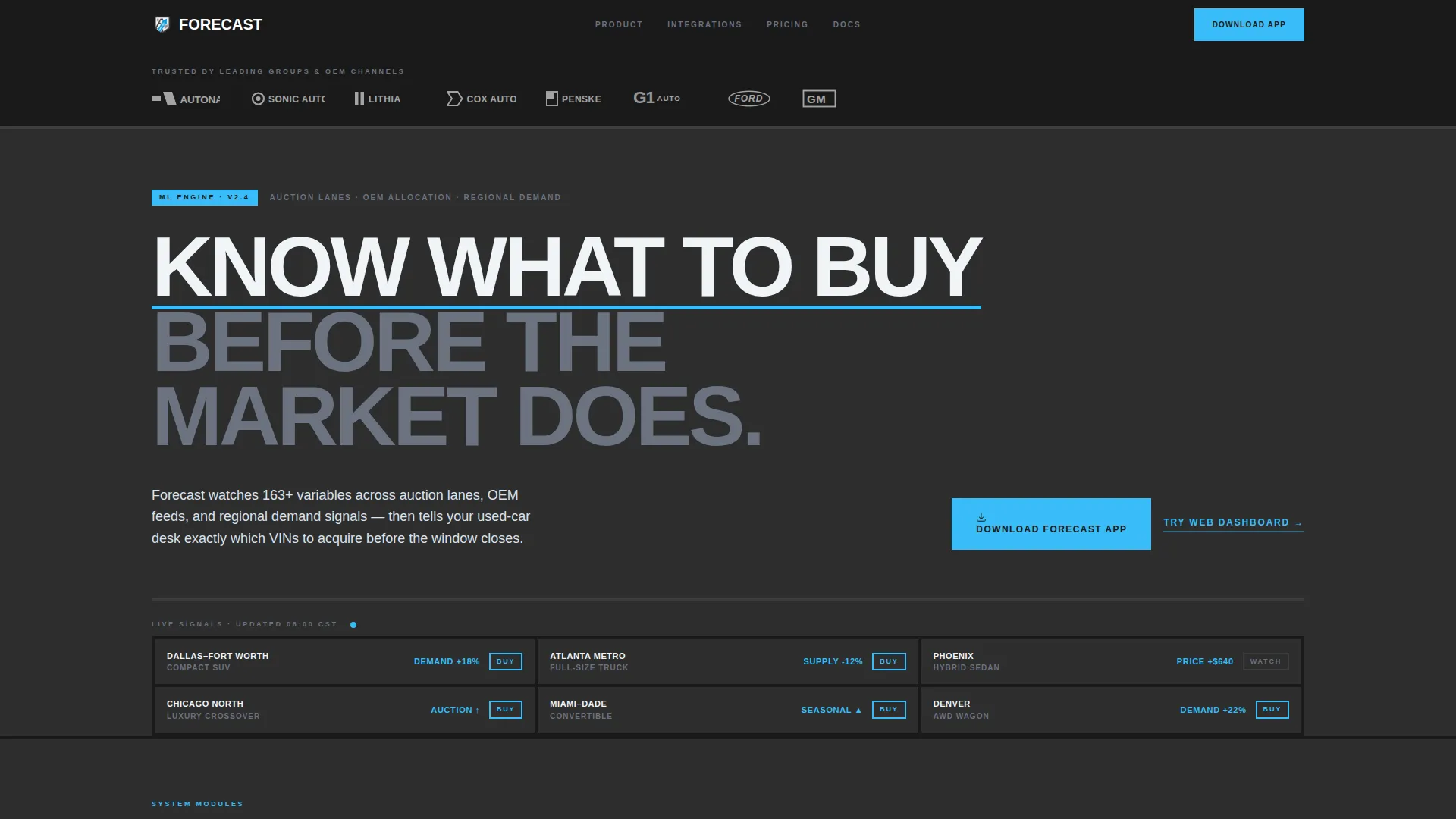 Automotive AI Inventory Forecasting Landing Page