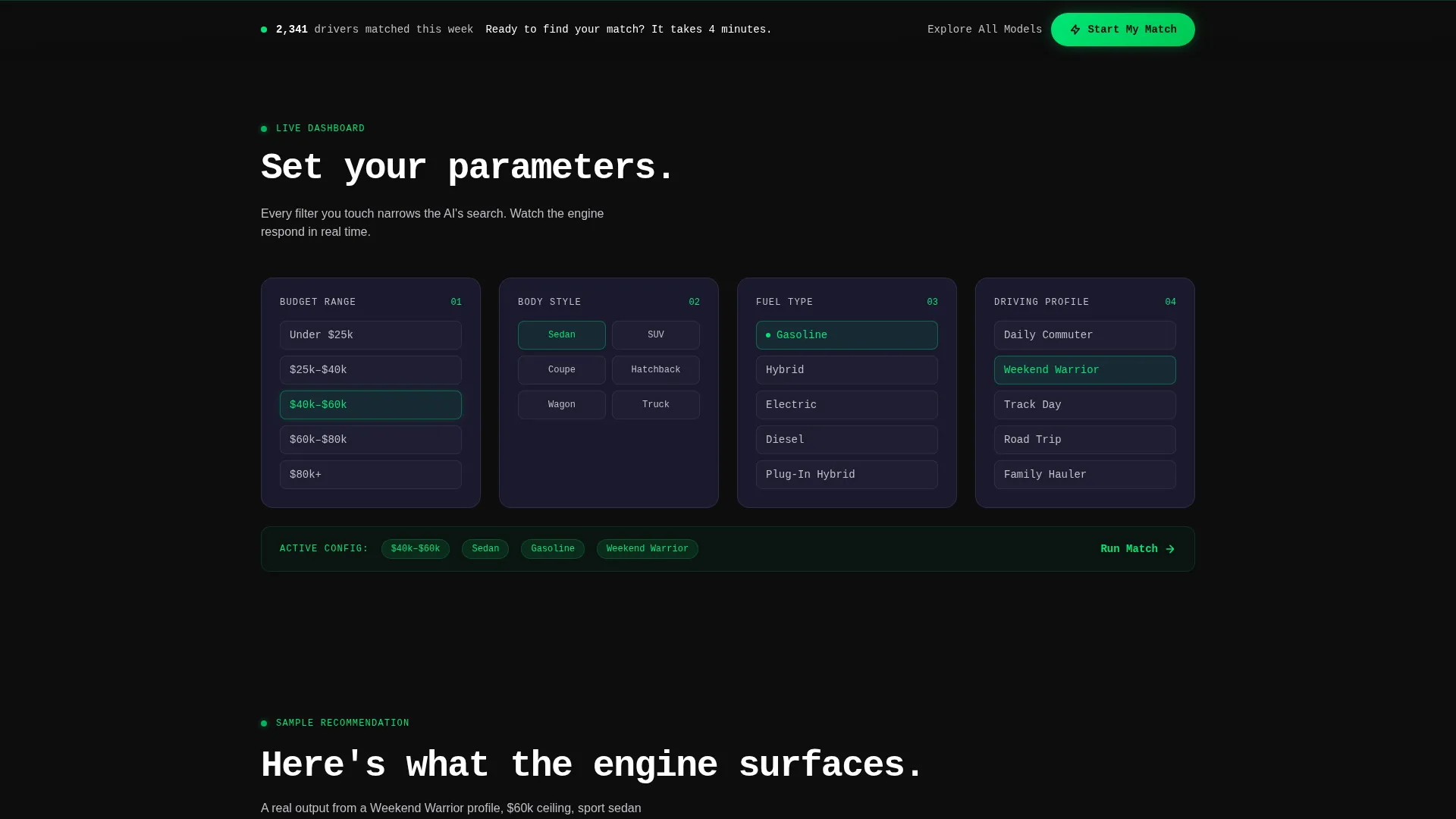 Automotive AI Recommendation Landing Page Template