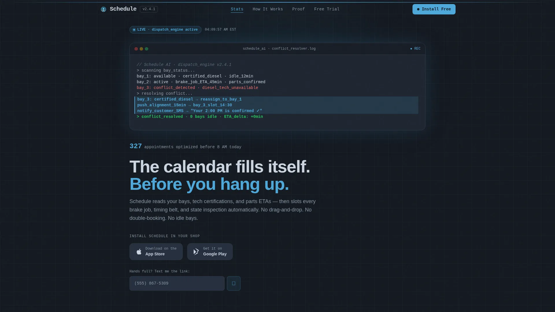 Automotive AI Scheduling Assistant Landing Page