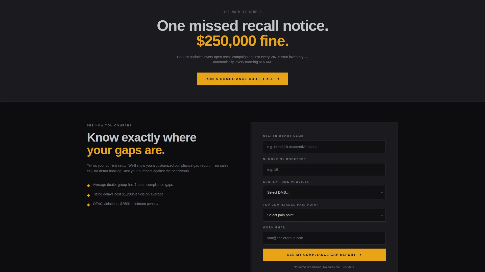 Automotive Compliance Management Landing Page Template