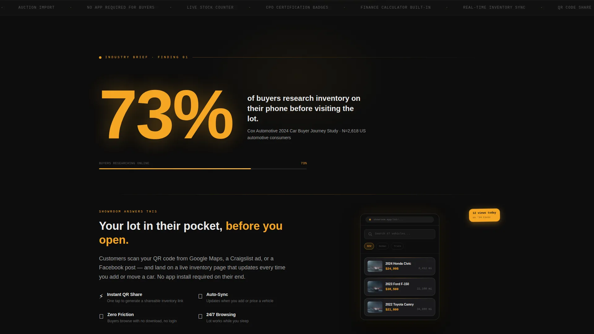 Automotive Digital Menu Landing Page Template