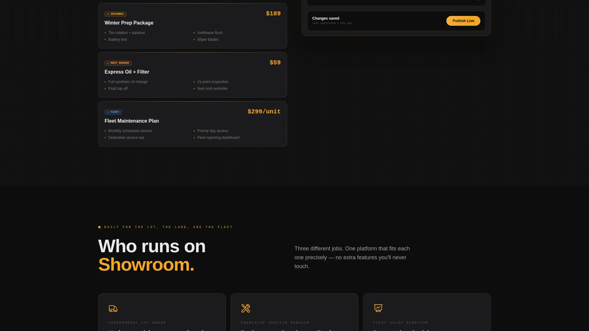 Automotive Digital Menu Landing Page Template