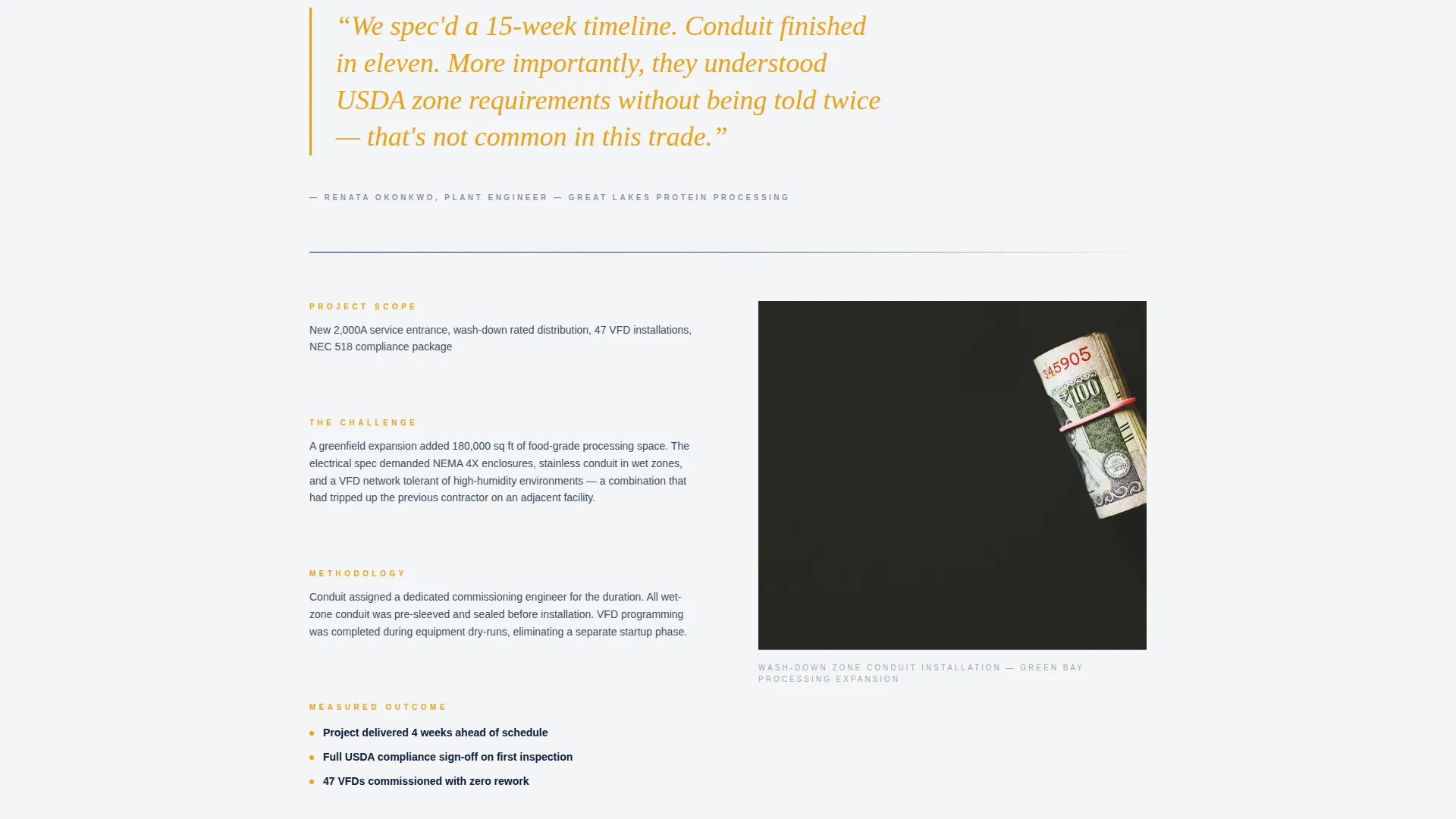 Industrial Electrician Client Review Landing Page