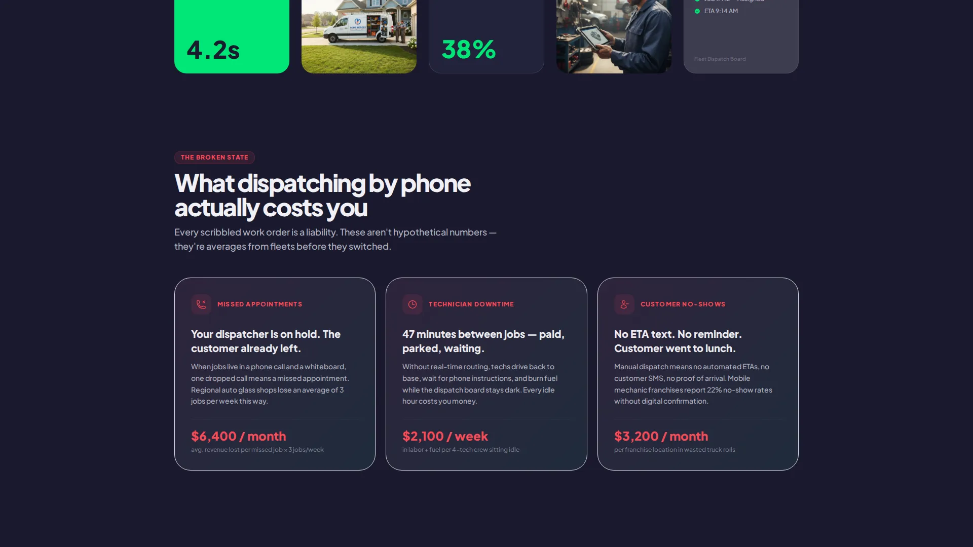 Automotive Field Service Management Landing Page