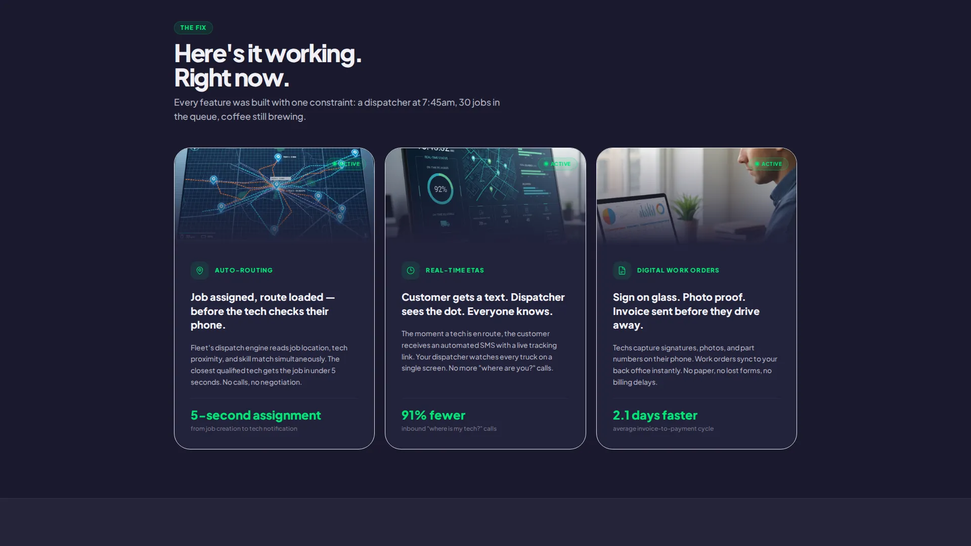 Automotive Field Service Management Landing Page