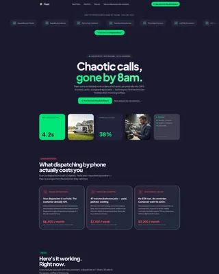Automotive Field Service Management Landing Page
