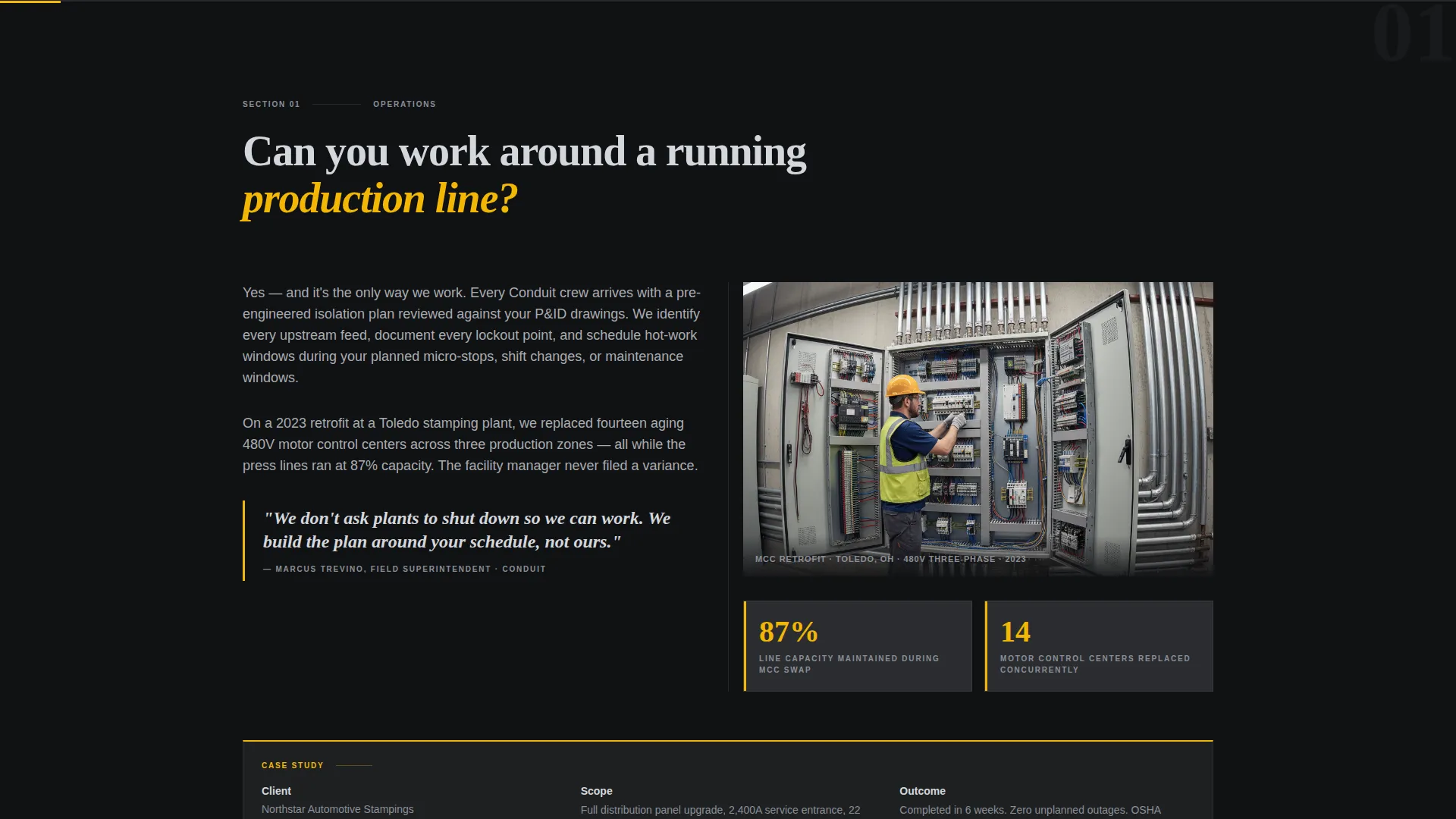 Industrial Electrician Service Area Landing Page