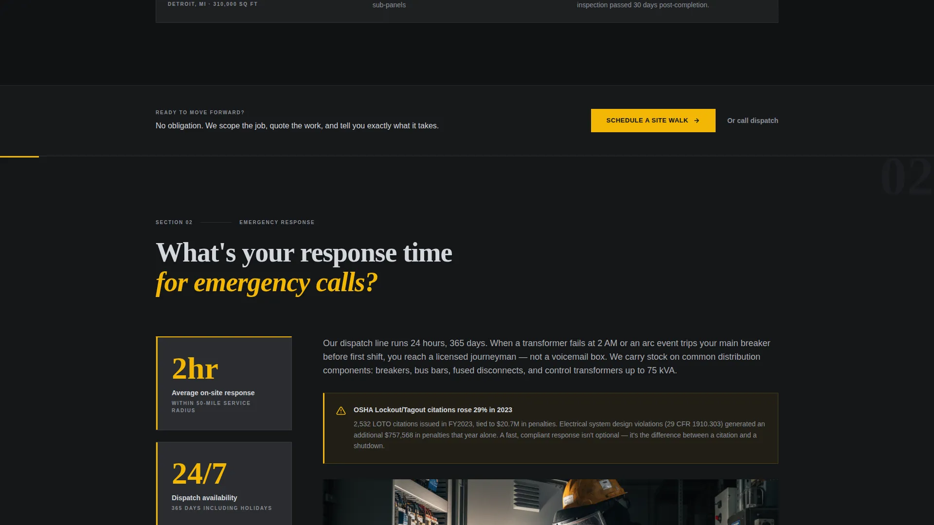 Industrial Electrician Service Area Landing Page