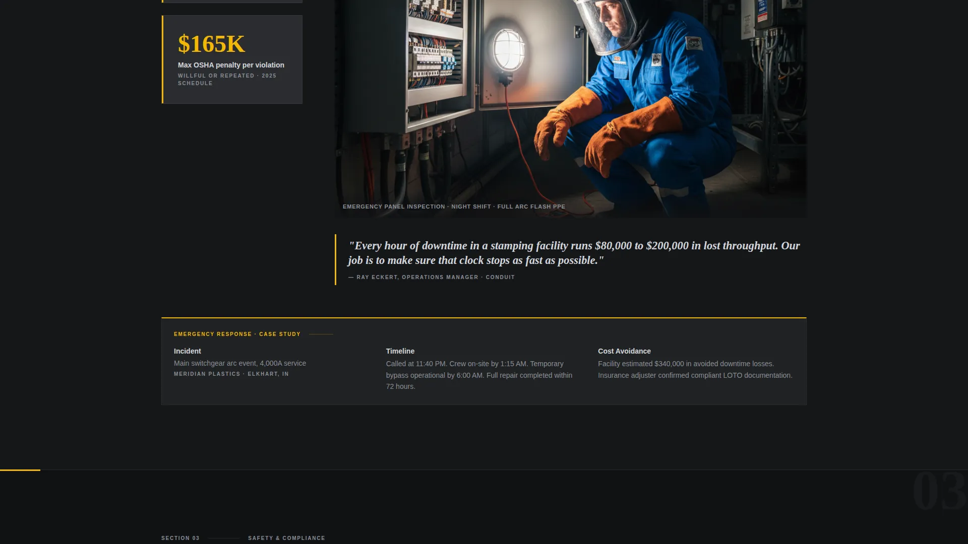 Industrial Electrician Service Area Landing Page