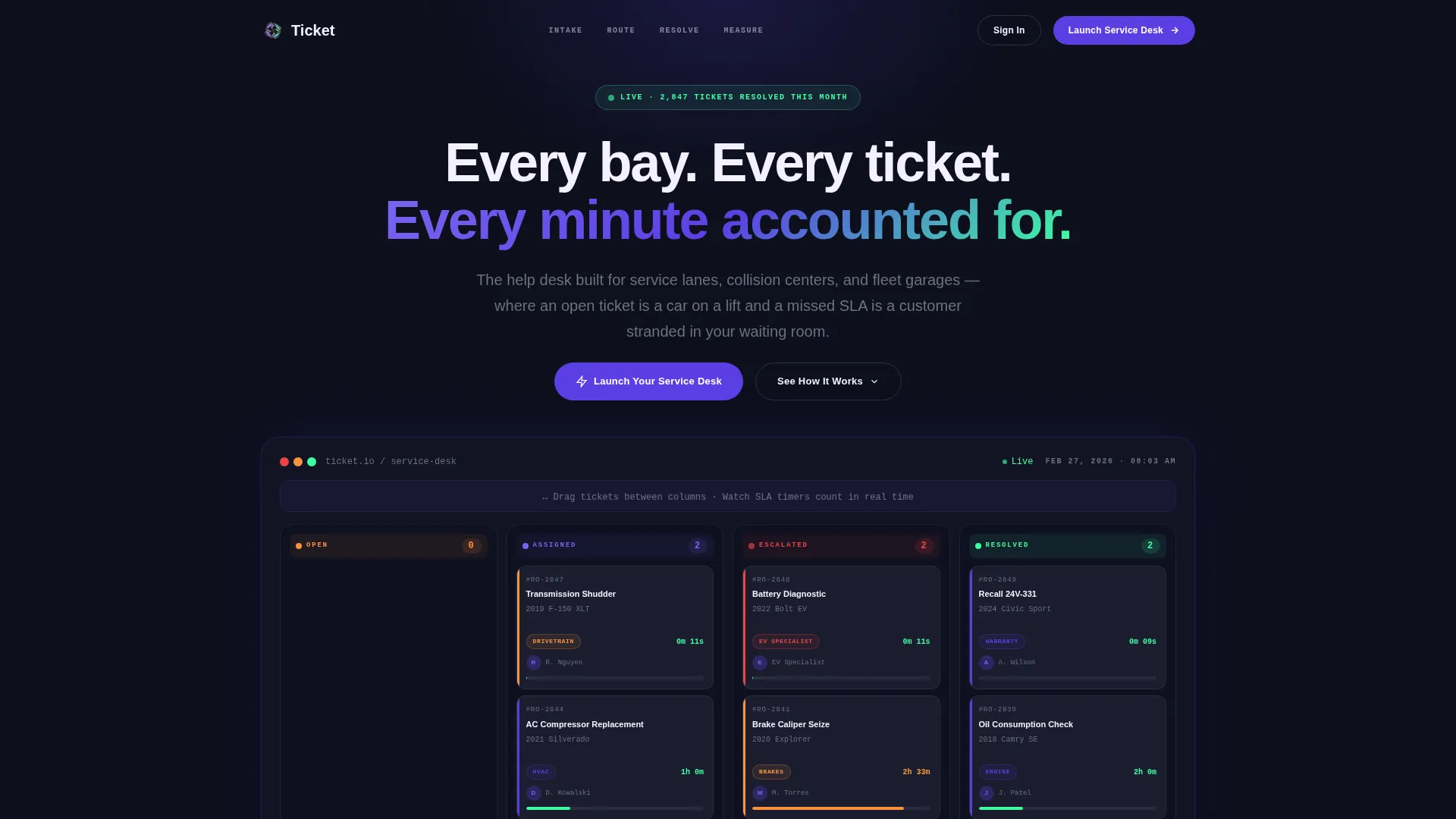 Automotive Help Desk Landing Page Template