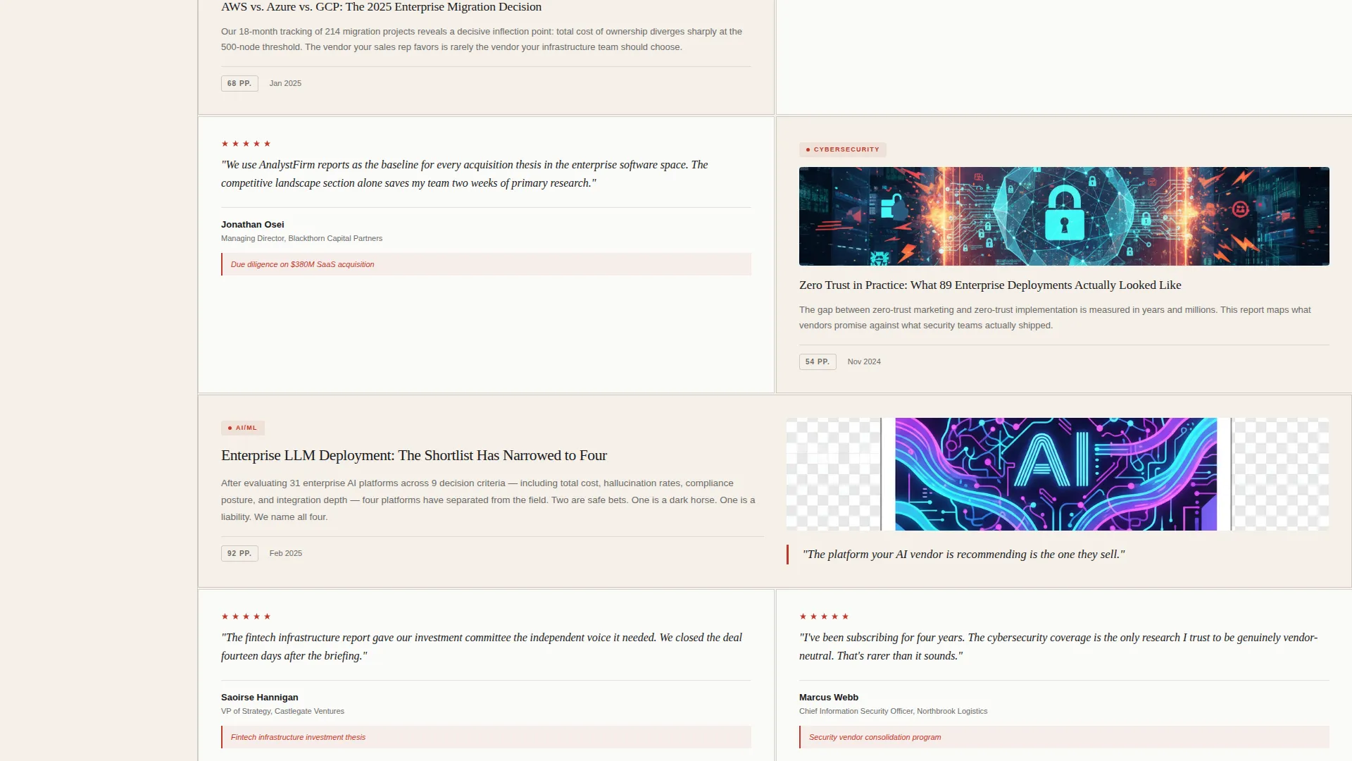 Analyst Firm Landing Page Template with Sidebar