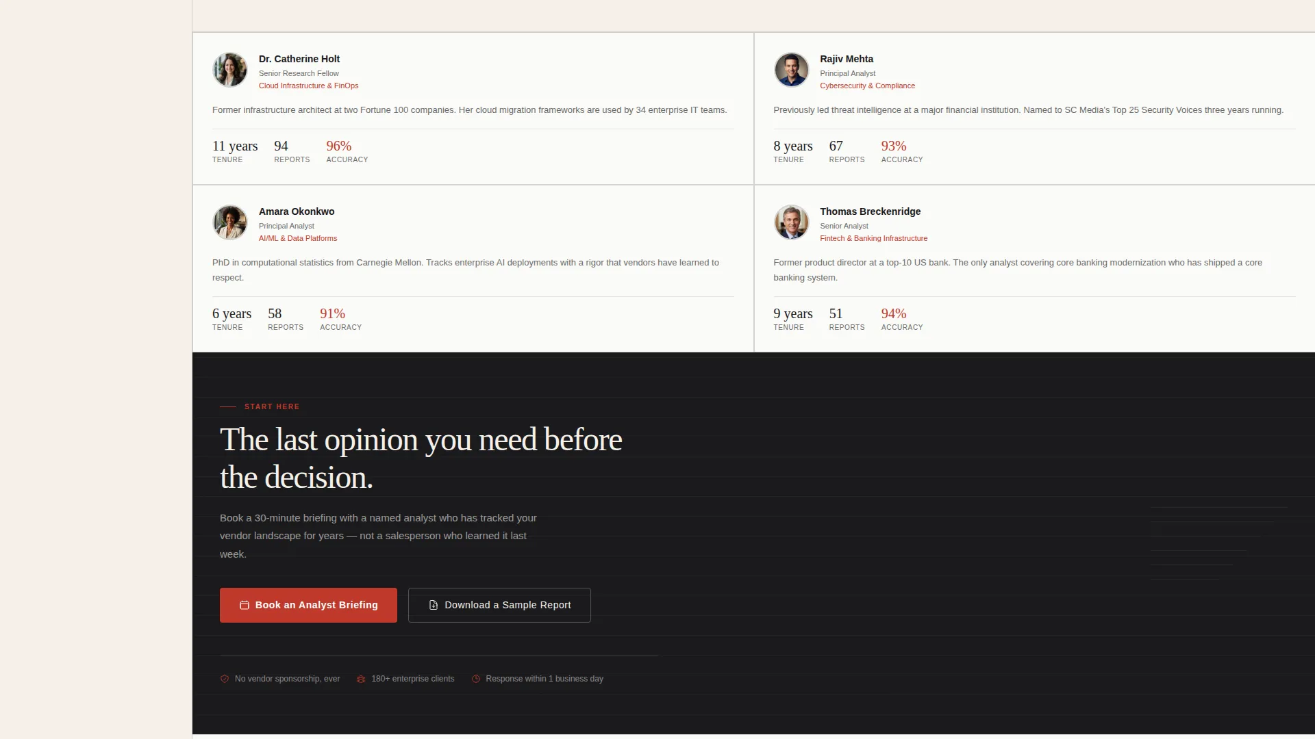 Analyst Firm Landing Page Template with Sidebar