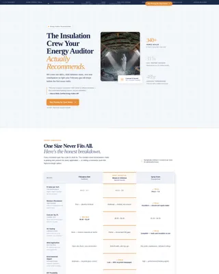 Insulation Installer Comparison Table Landing Page