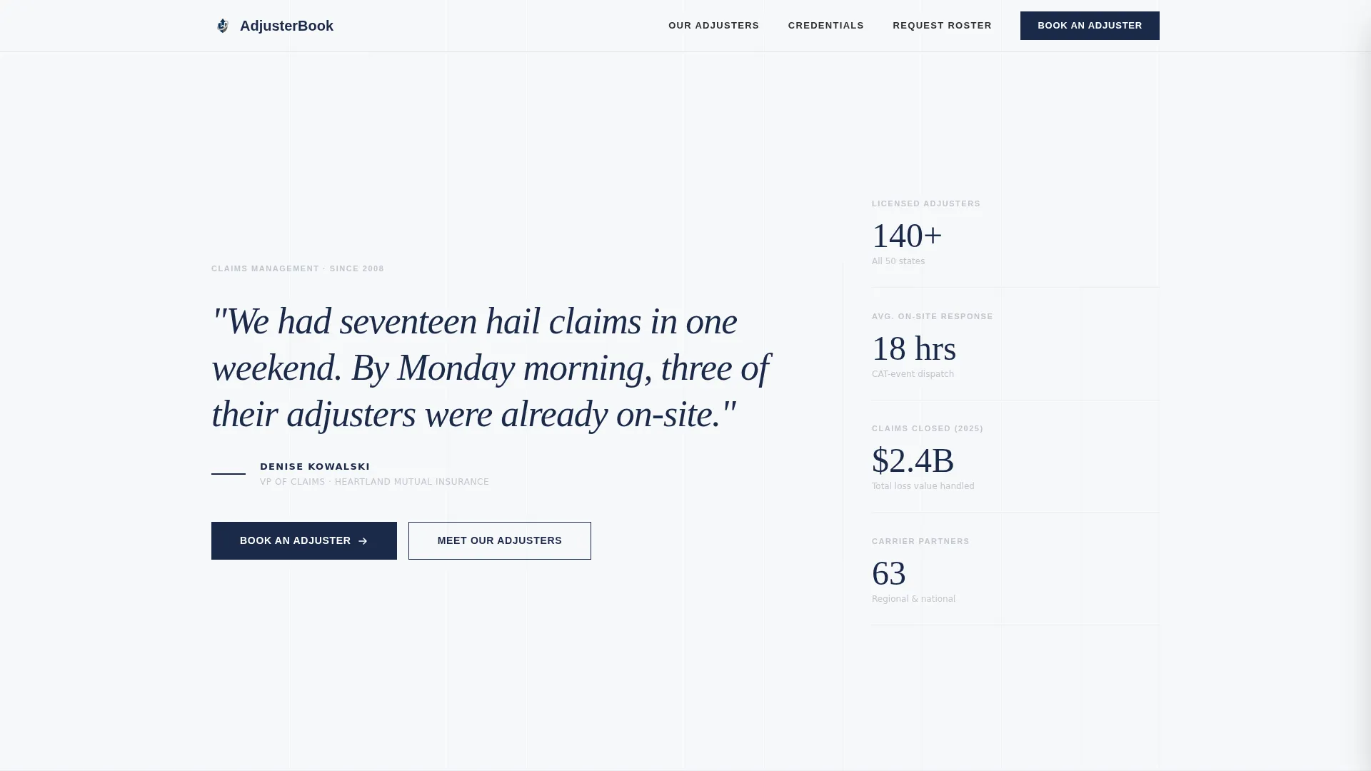 Insurance Adjuster Booking Landing Page Template