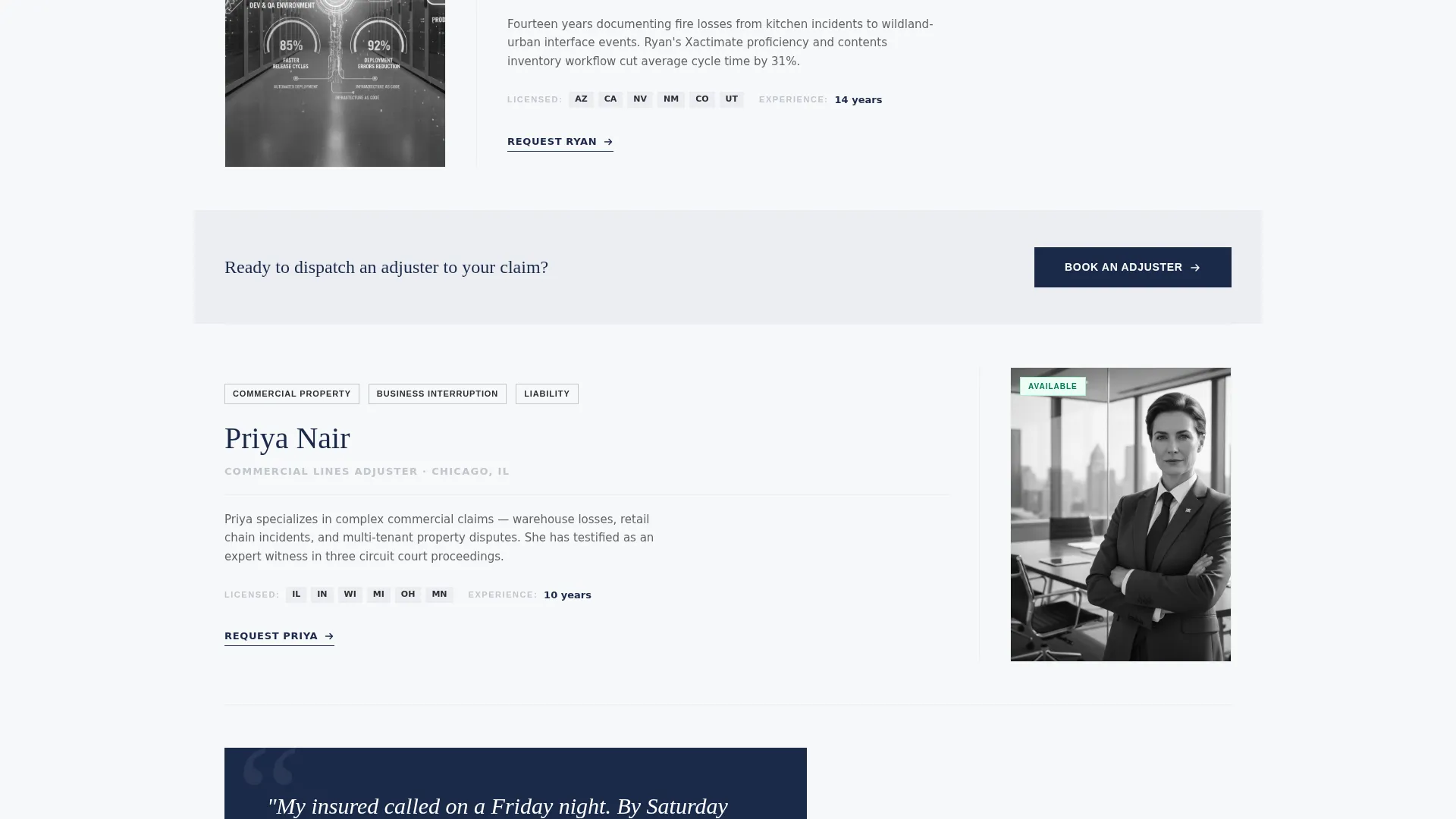 Insurance Adjuster Booking Landing Page Template