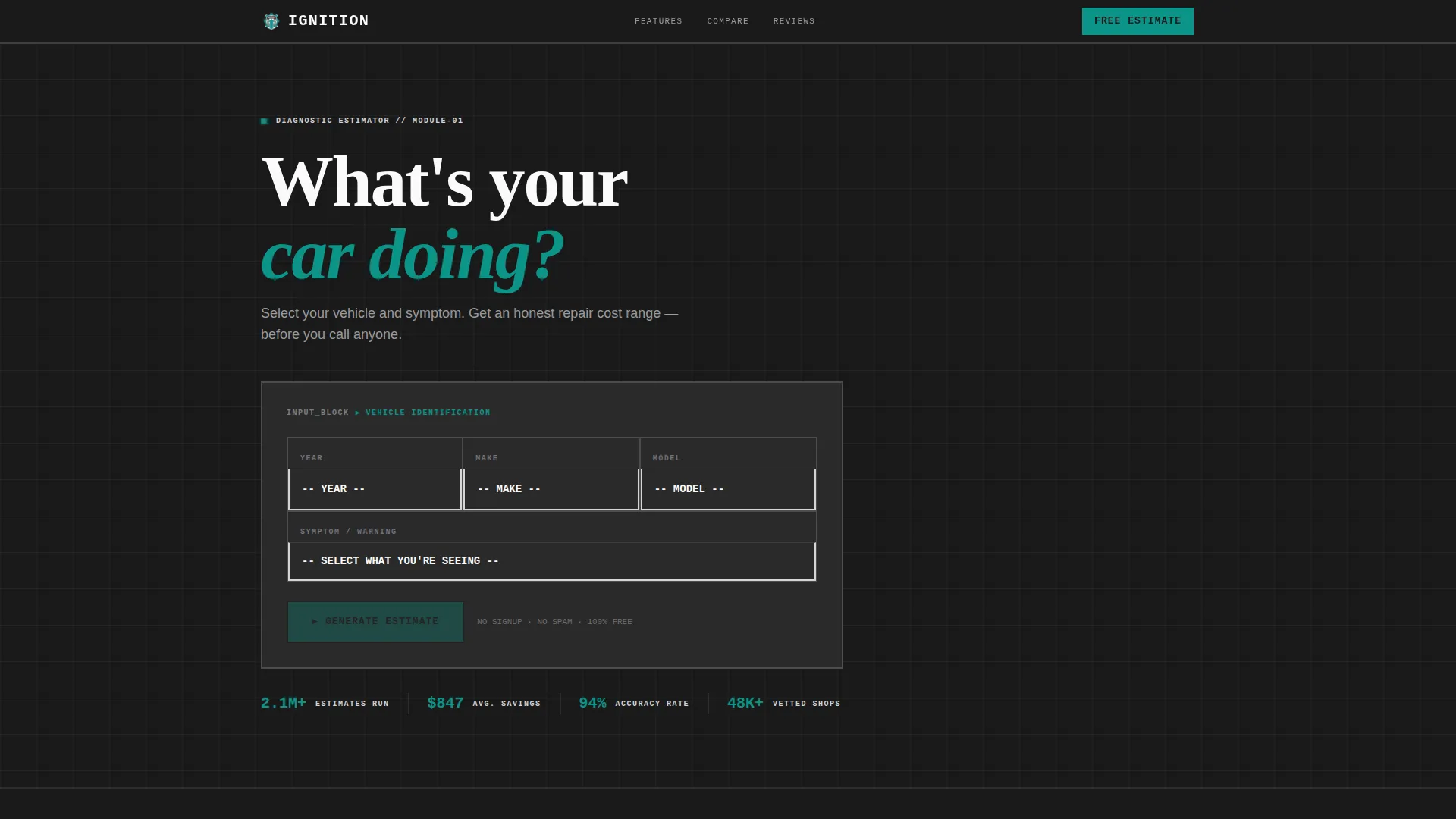 Automotive Mobile App Bento Grid Landing Page