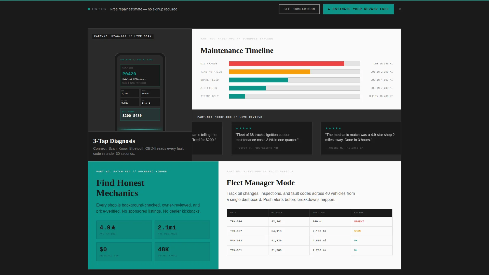 Automotive Mobile App Bento Grid Landing Page