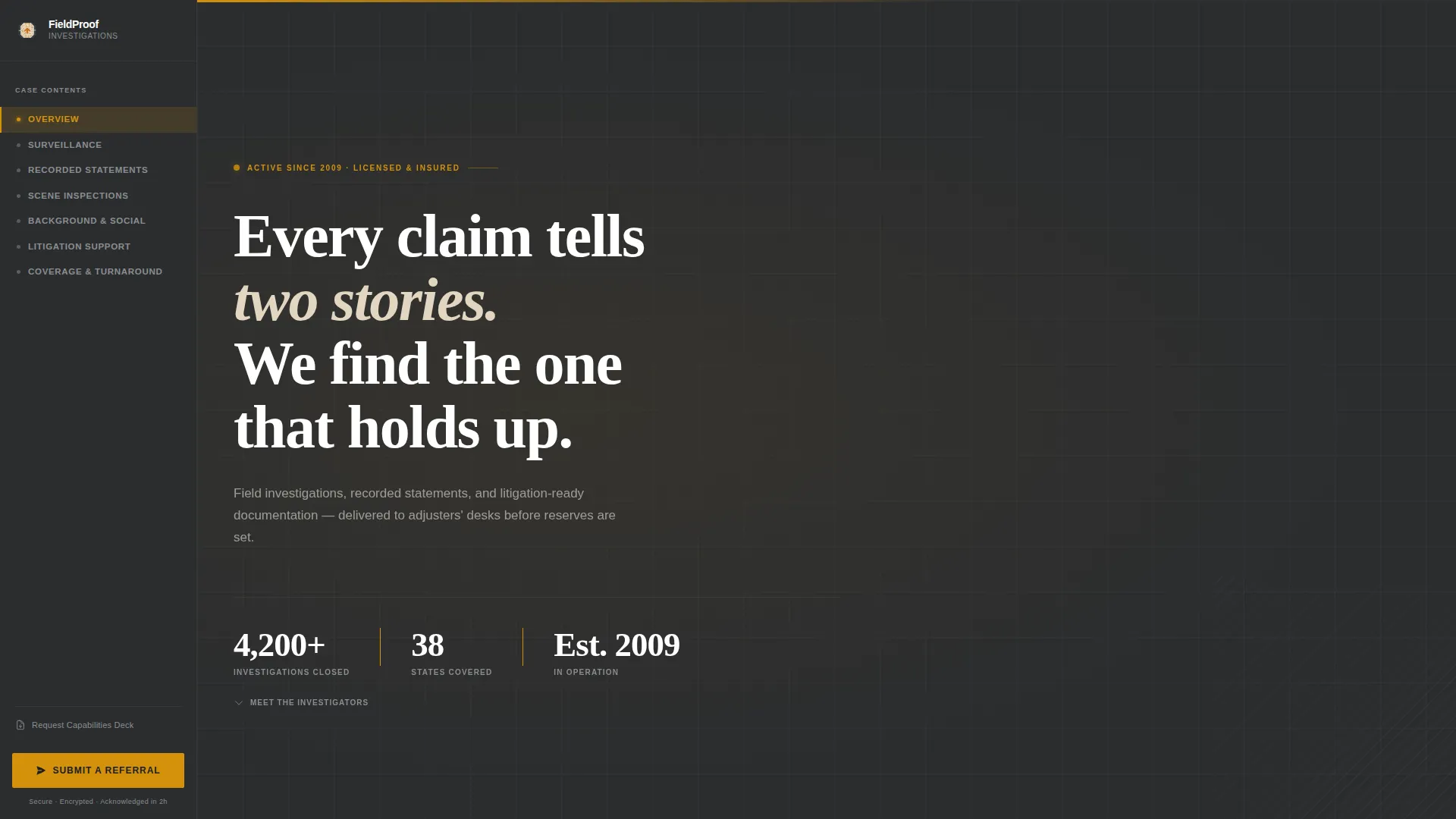 Insurance Investigation Landing Page Template