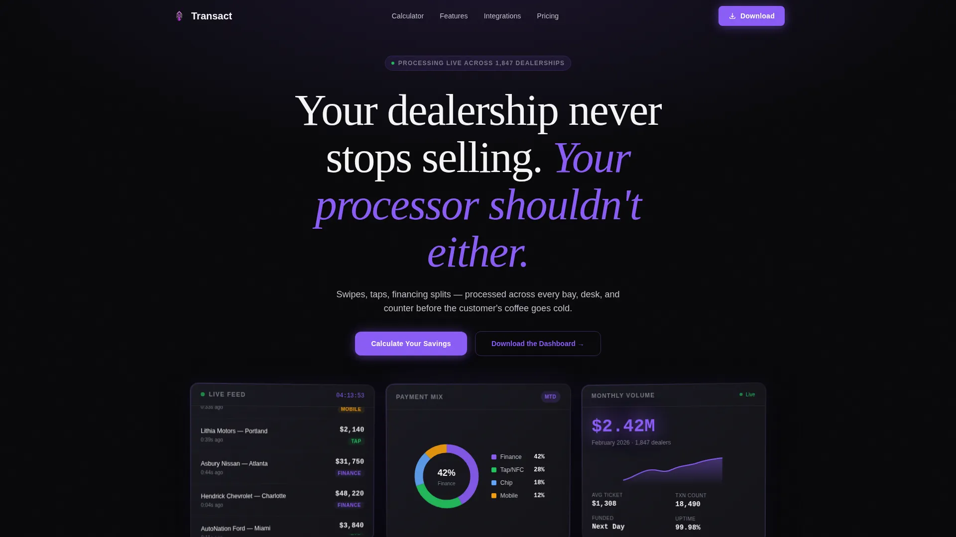 Automotive Payment Processing Landing Page Template