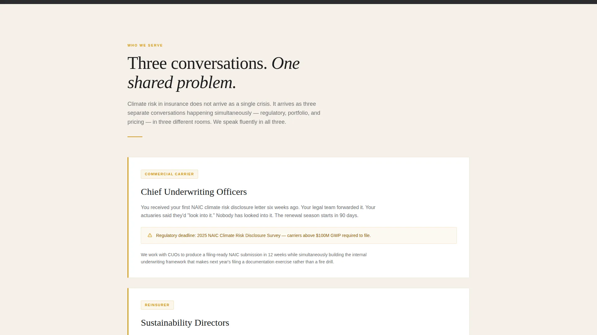 Insurance Sustainability Consultant Landing Page