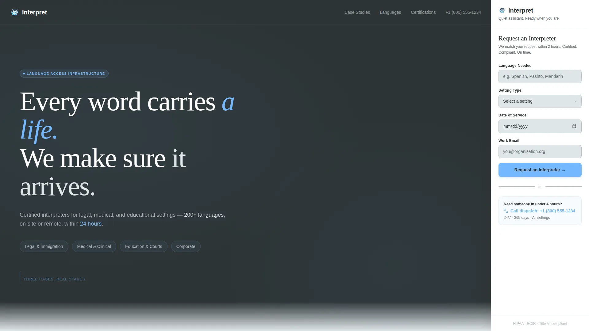 Certified Interpretation Service Landing Page Template