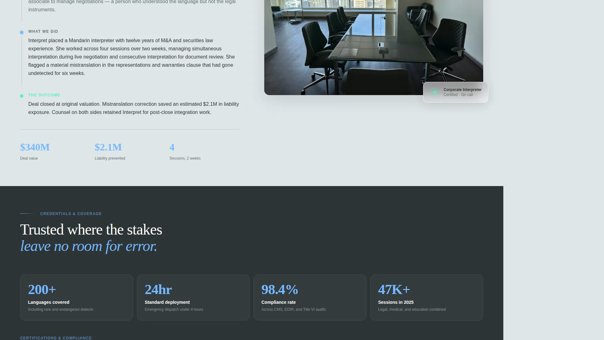 Certified Interpretation Service Landing Page Template