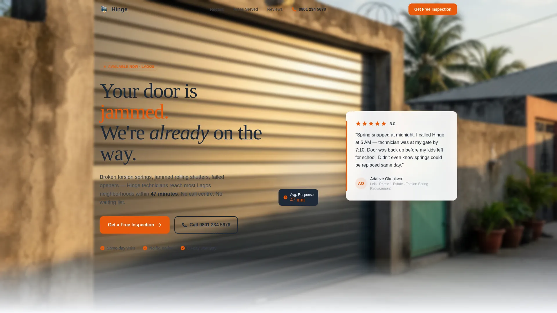 Reliable Garagedoor | Free Website Template | Rocket