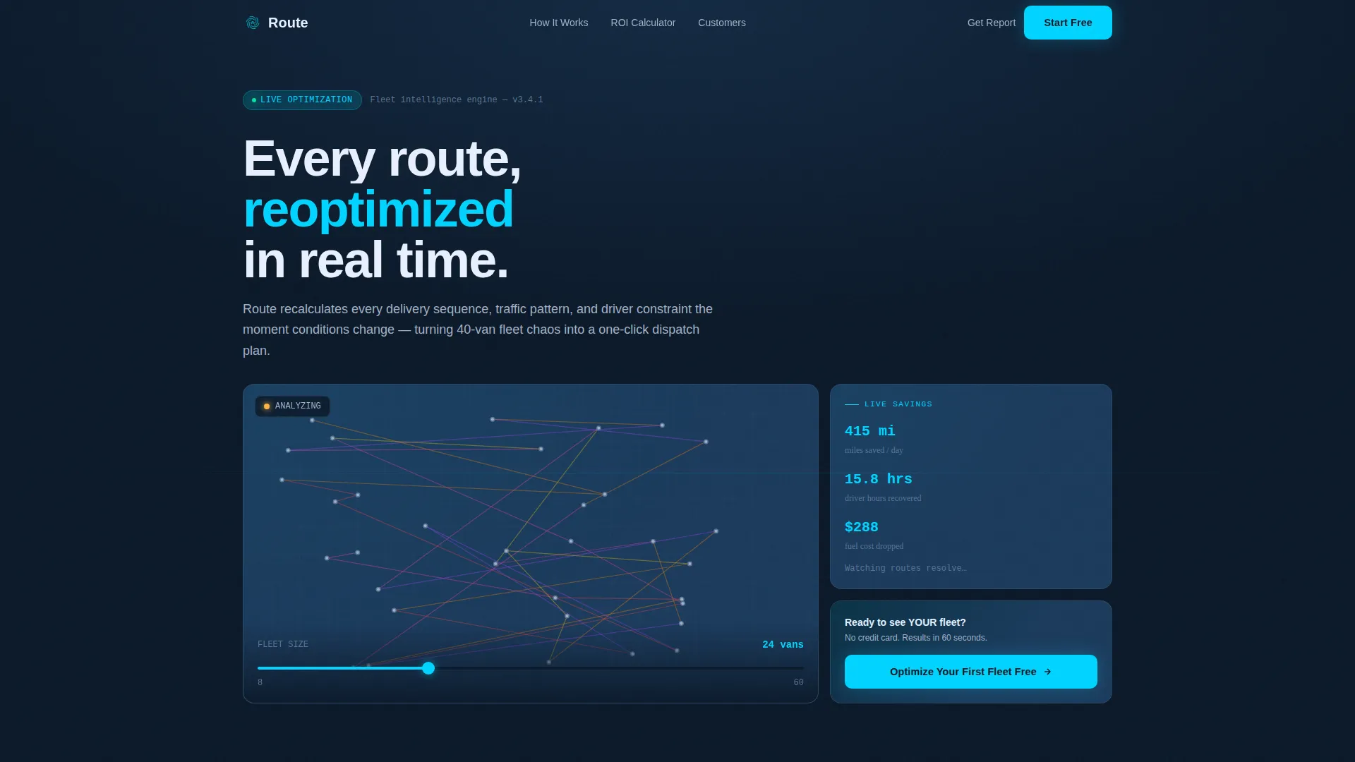 Fleet Optimization Bento Grid Landing Page Template