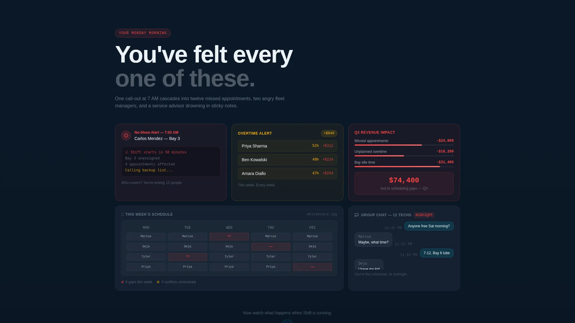 Automotive Staff Scheduling Landing Page Template