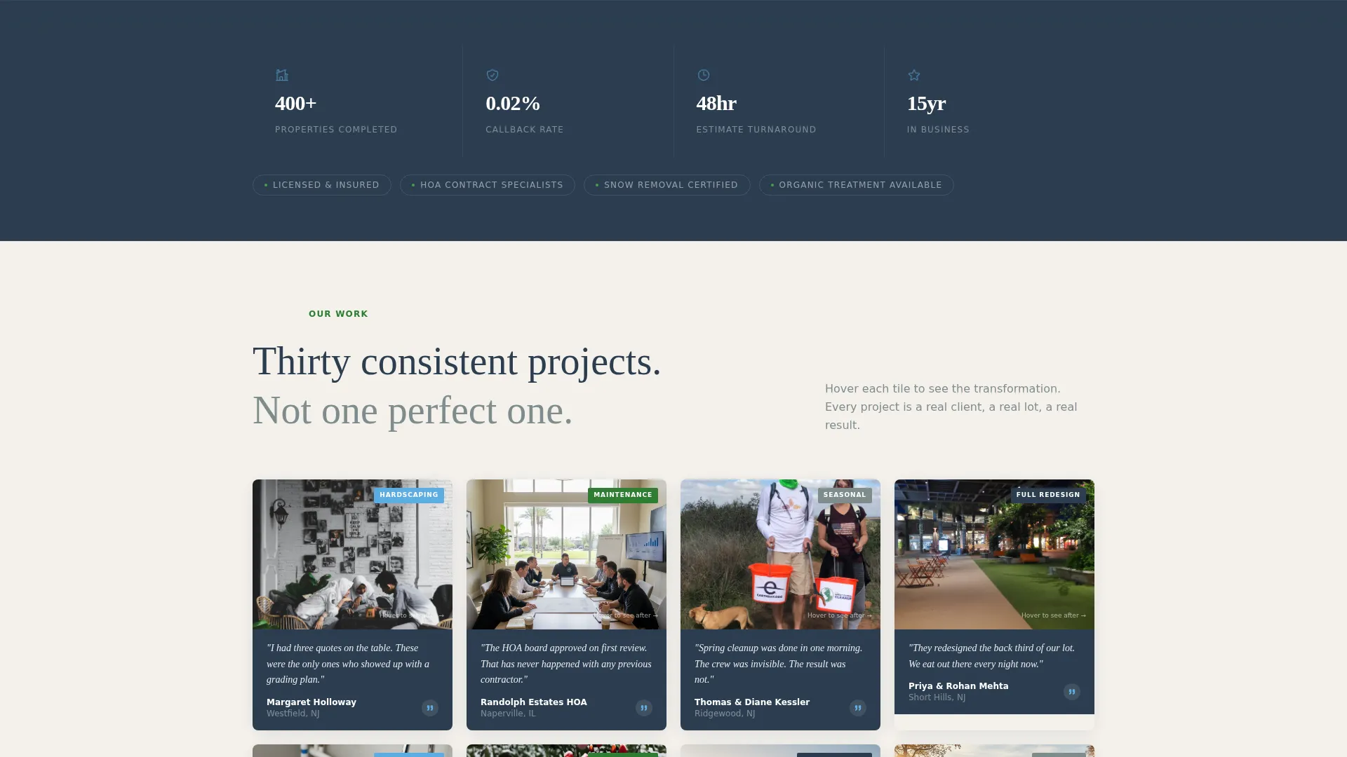 Landscaper Landing Page Template with Comparison Table
