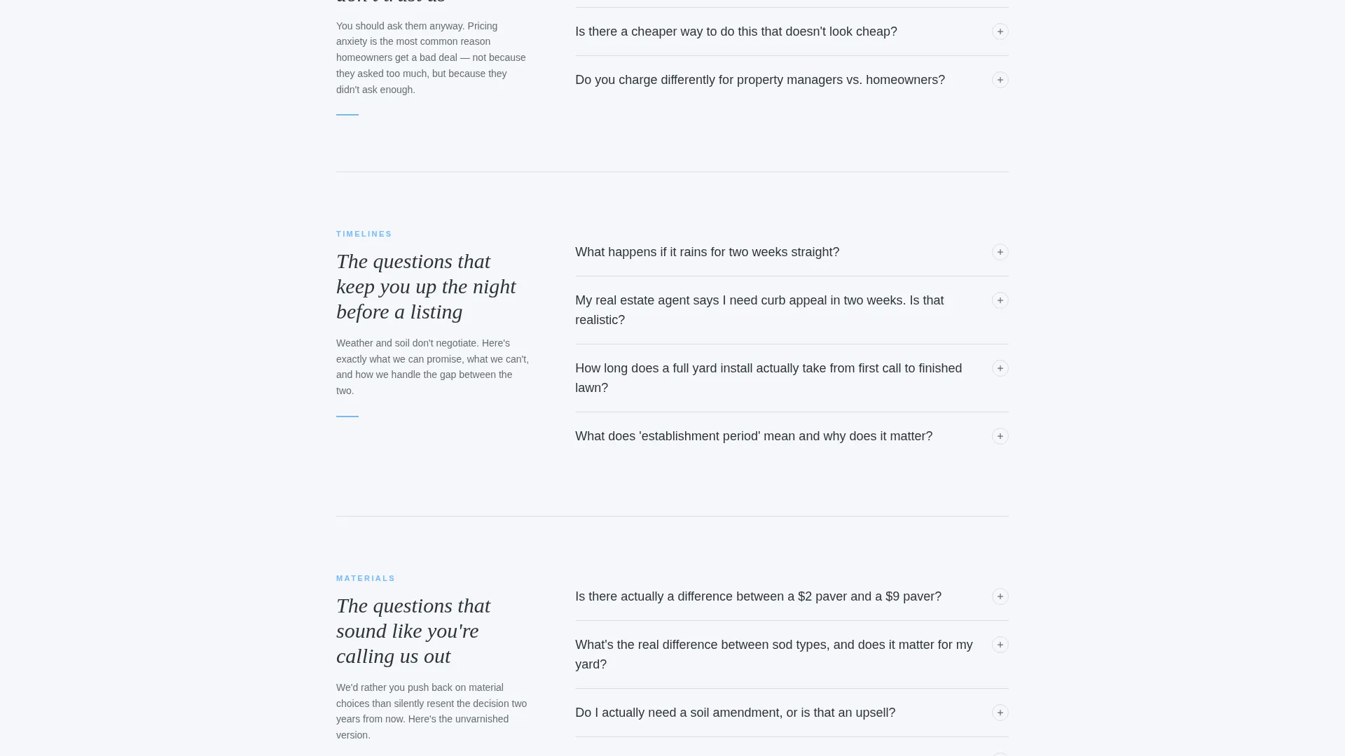 Landscaper FAQ Website Template