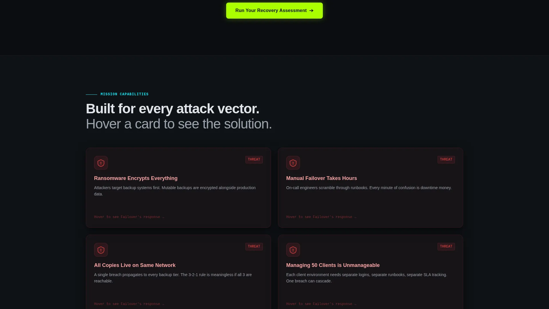 Backup & Disaster Recovery Landing Page Template