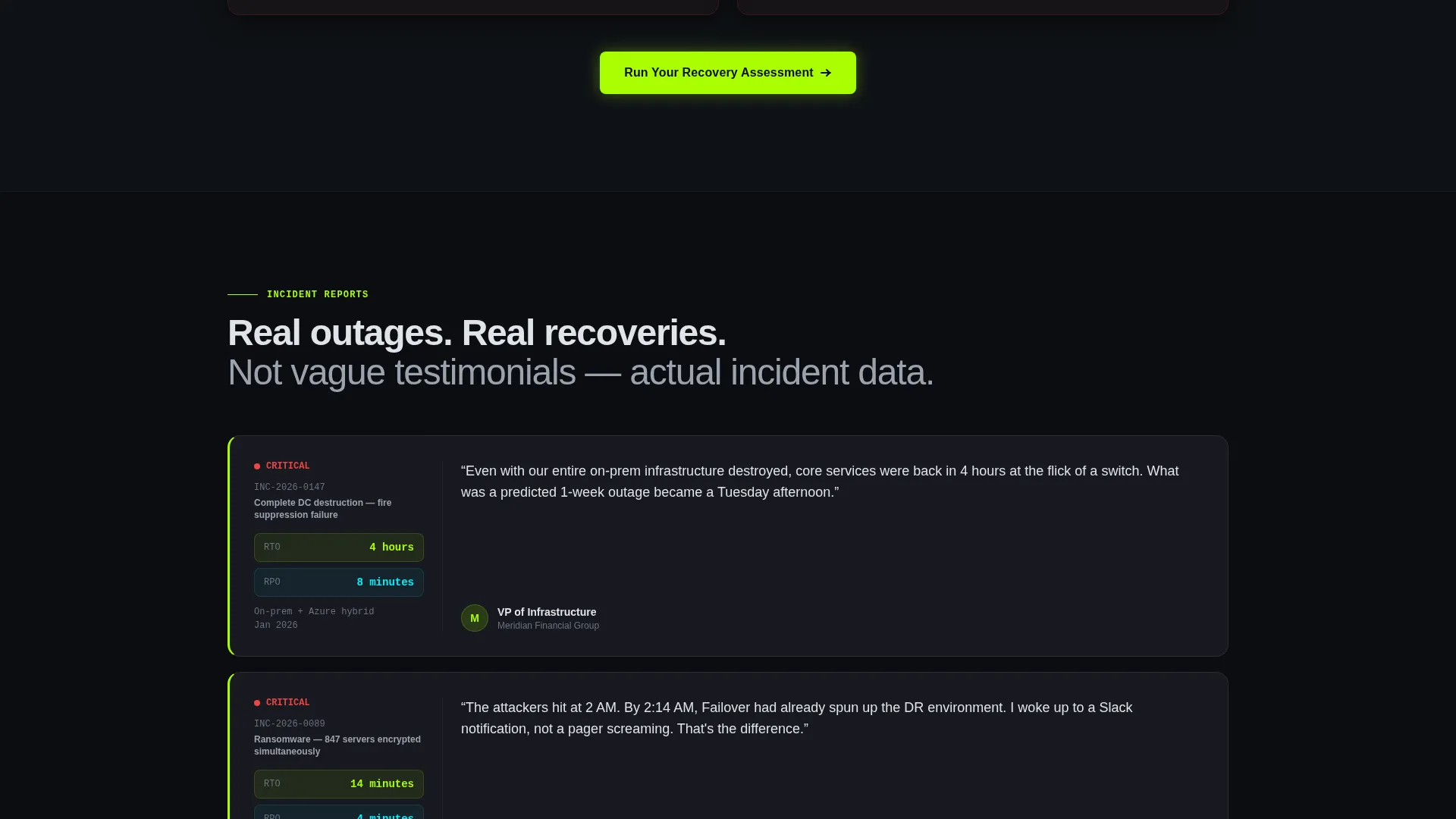 Backup & Disaster Recovery Landing Page Template