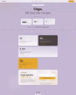 Glassmorphic Bakery Café 404 Error Landing Page Template