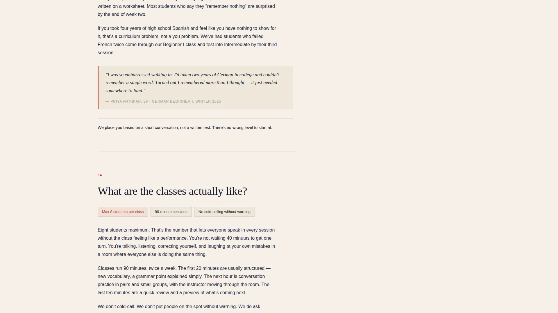 Language School Marketing FAQ & Common Questions Website Template