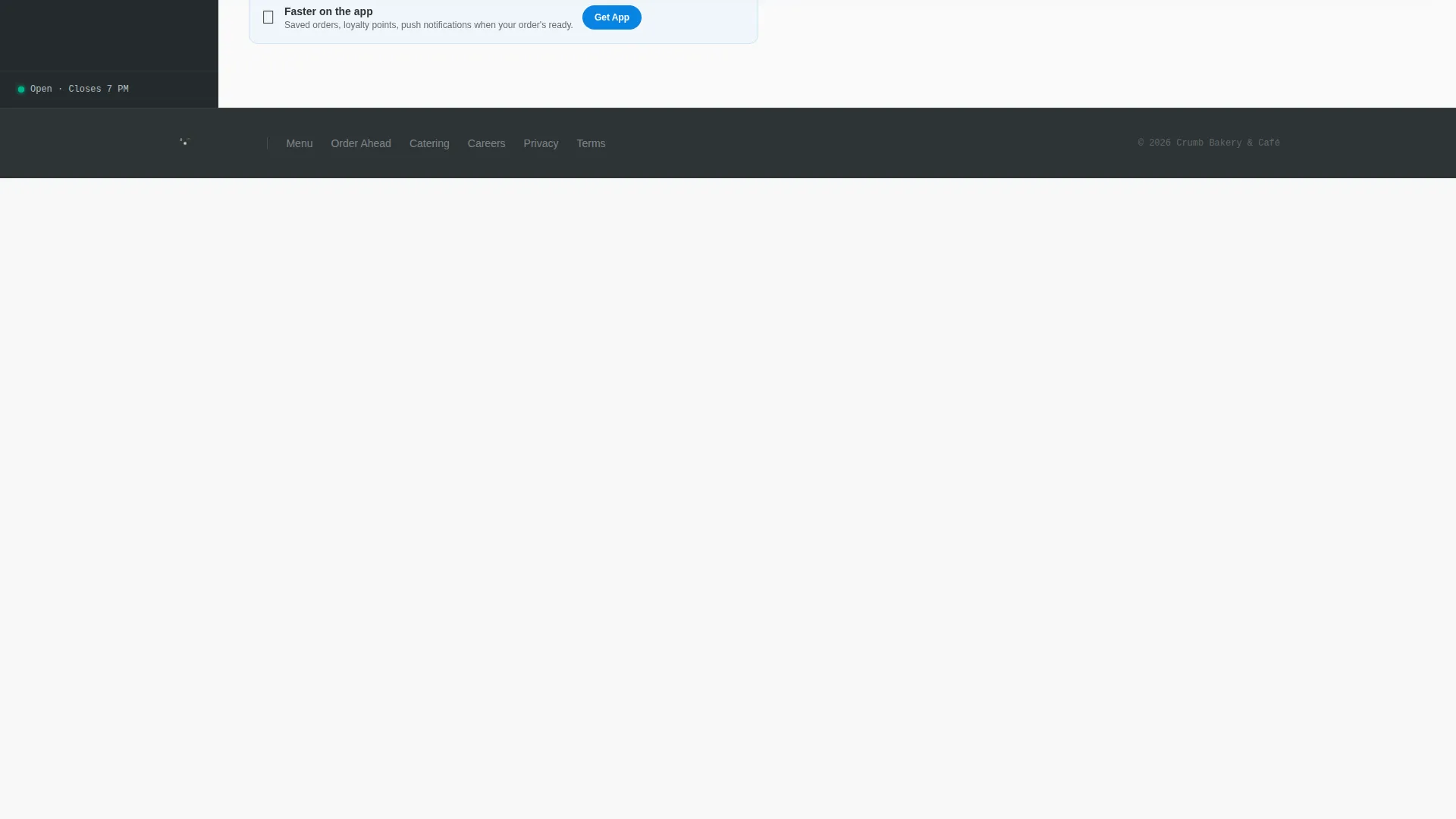 Bakery & Café Contact Landing Page Template