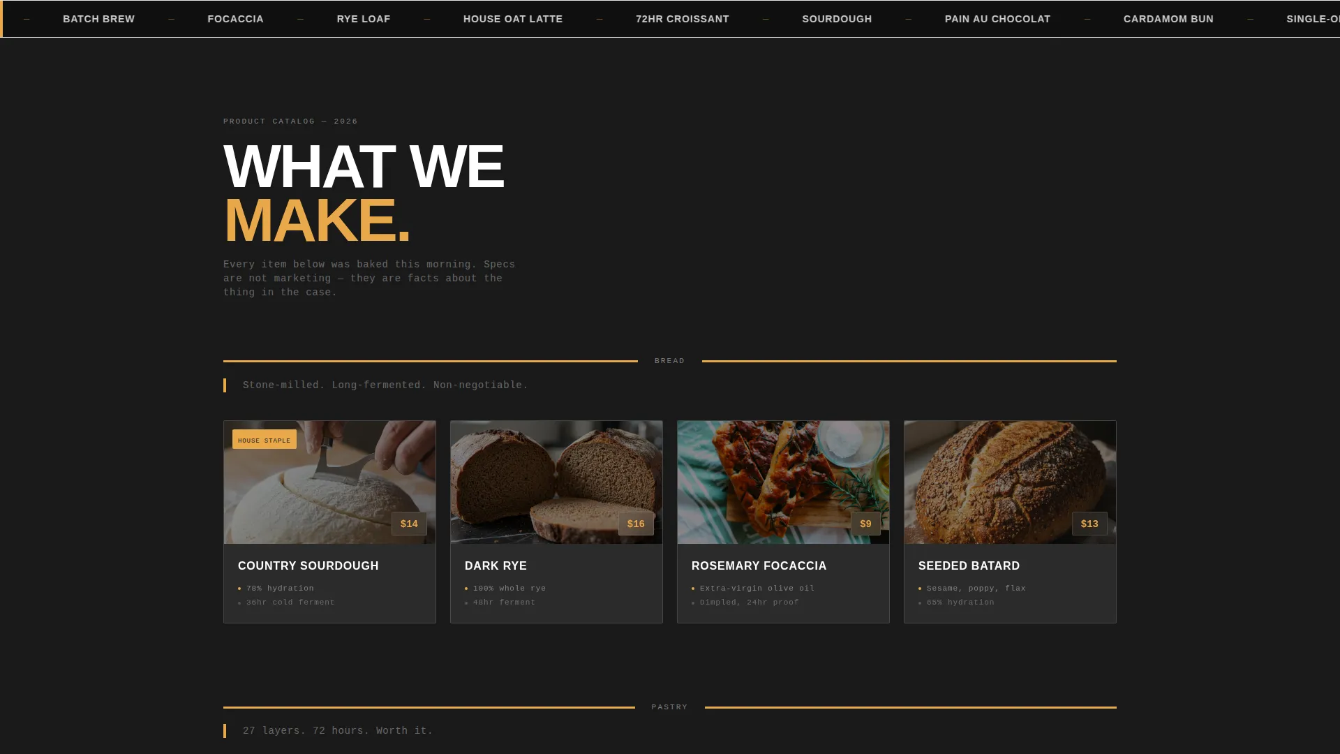 Bold Brutalist Bakery Landing Page Template