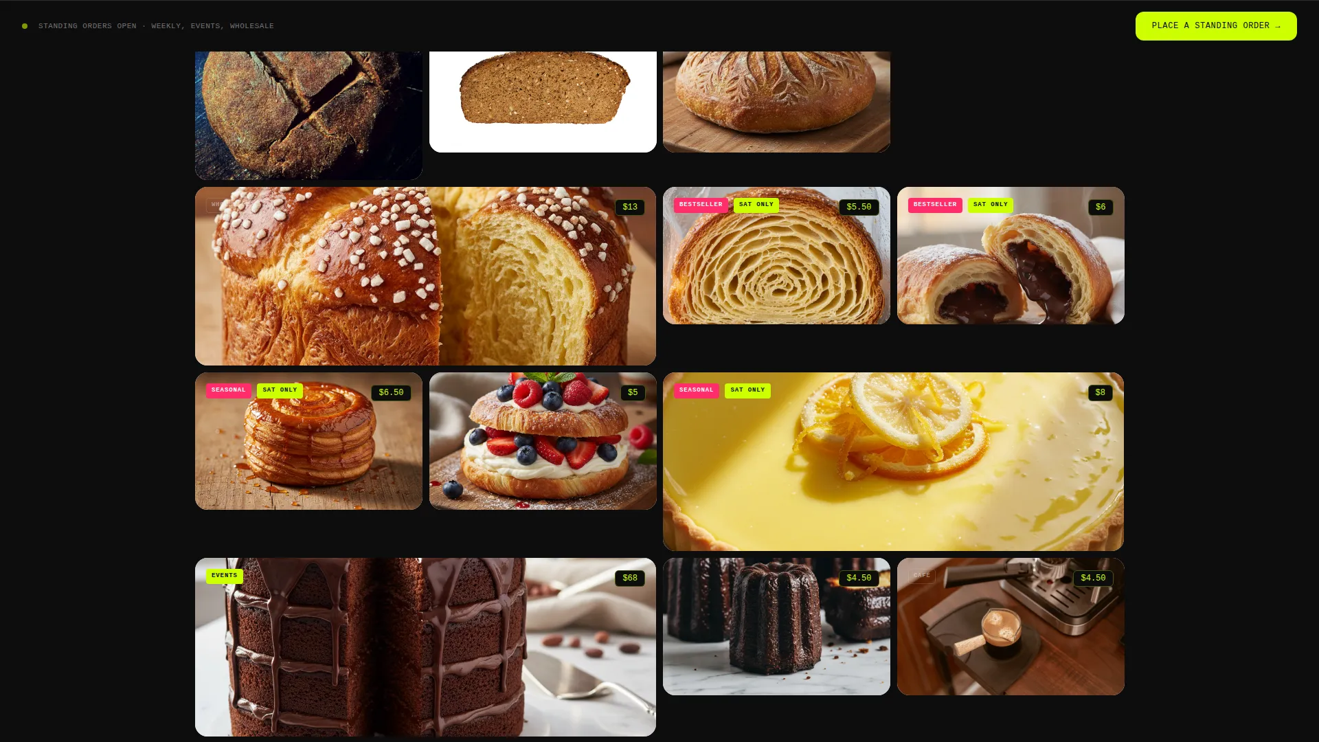 Bold Bento Grid Bakery Landing Page Template