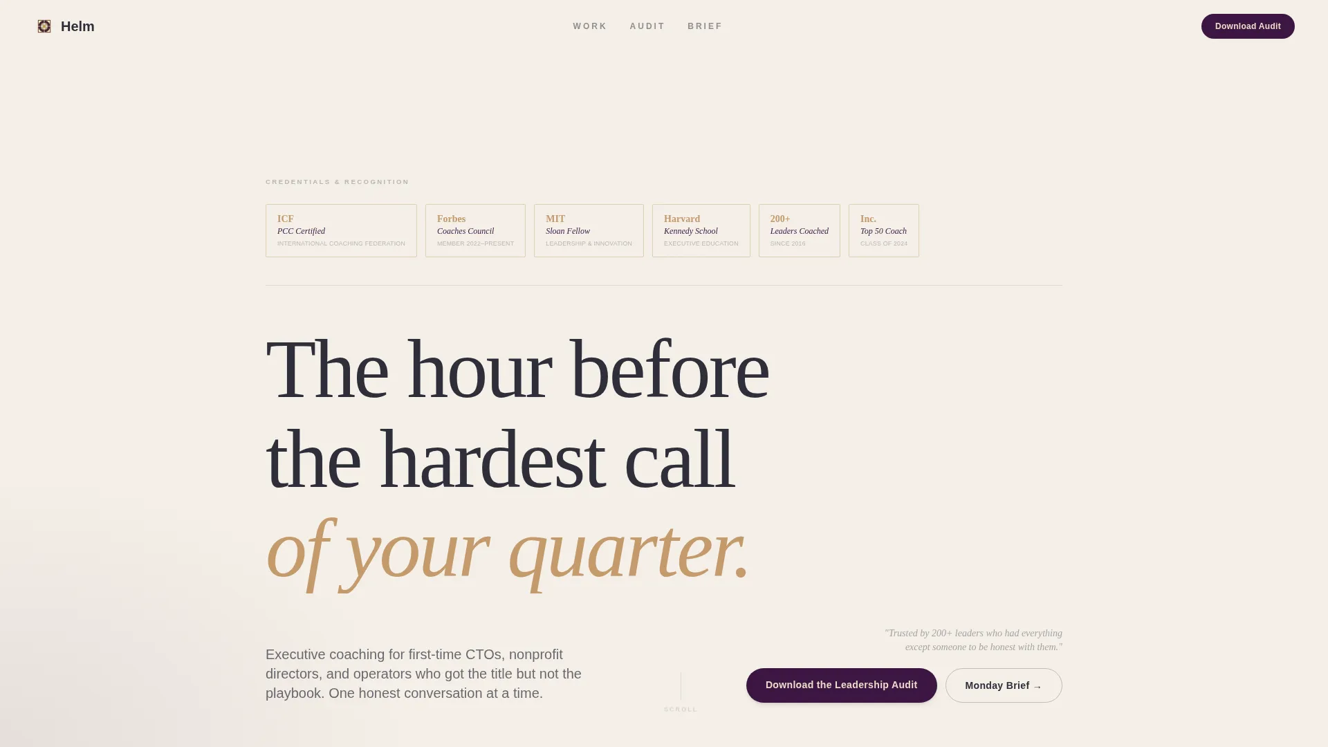 Editorial Leadership Development Coach Landing Page