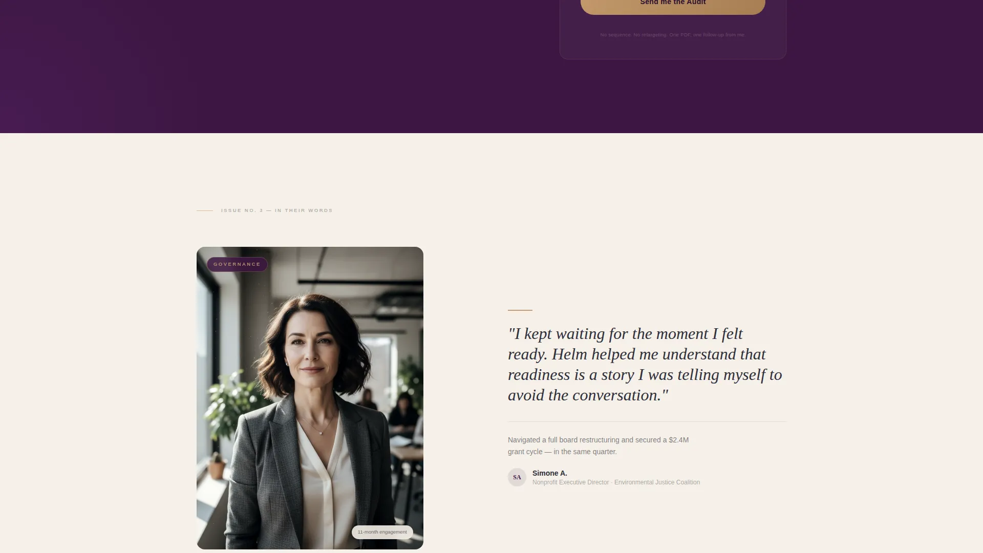 Editorial Leadership Development Coach Landing Page