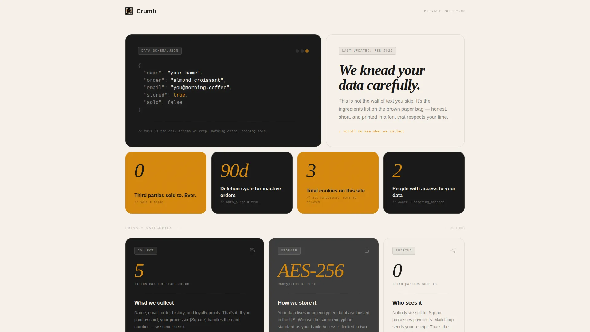Bakery & Café Privacy Policy Landing Page Template