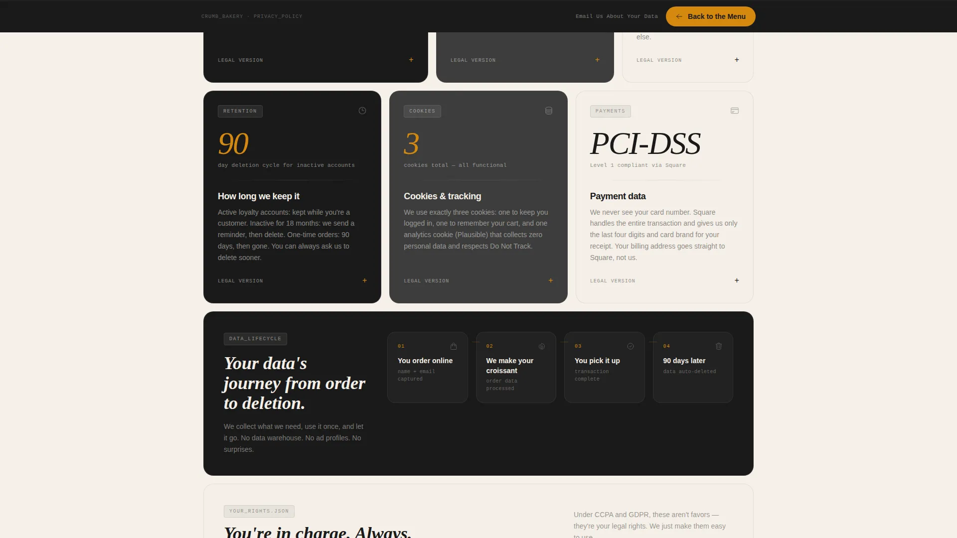 Bakery & Café Privacy Policy Landing Page Template
