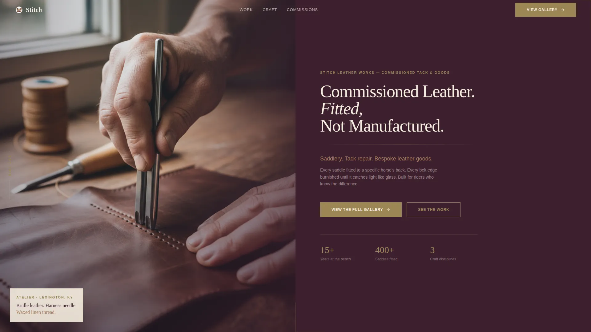 Leather Worker & Saddler Business Portfolio Website Template