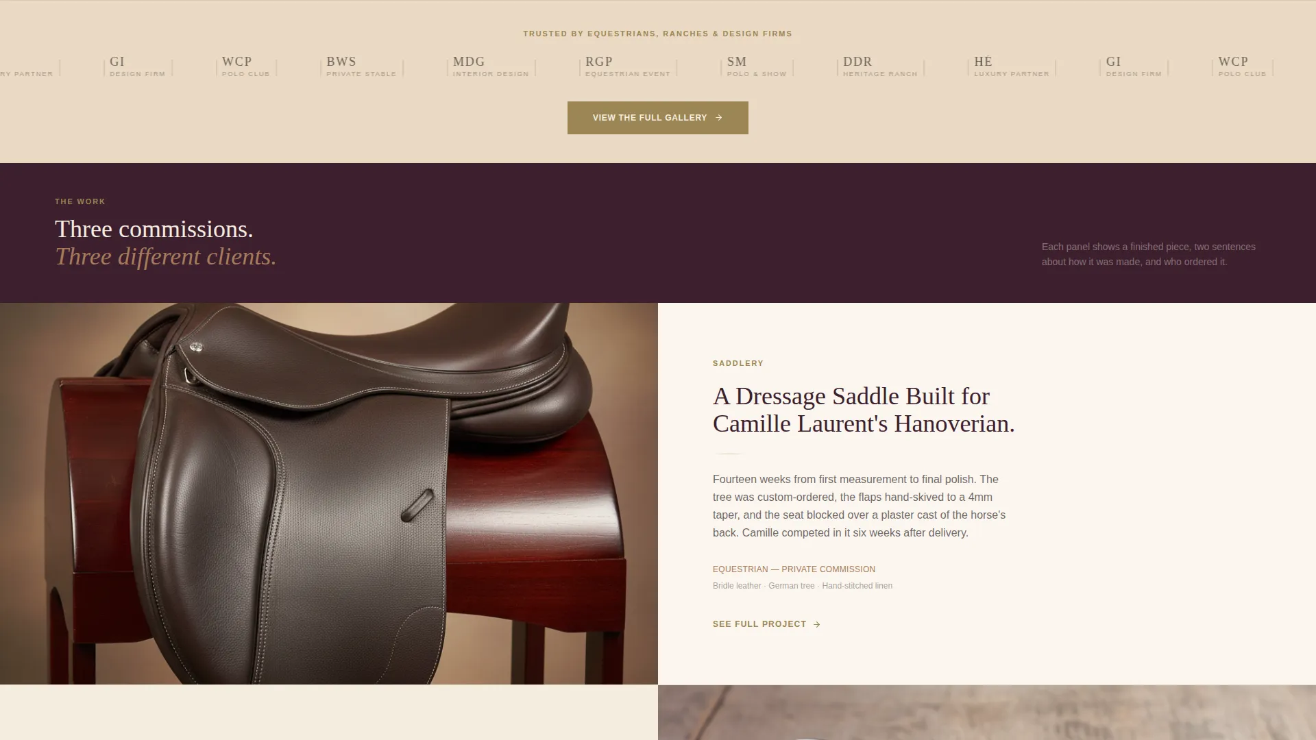 Leather Worker & Saddler Business Portfolio Website Template