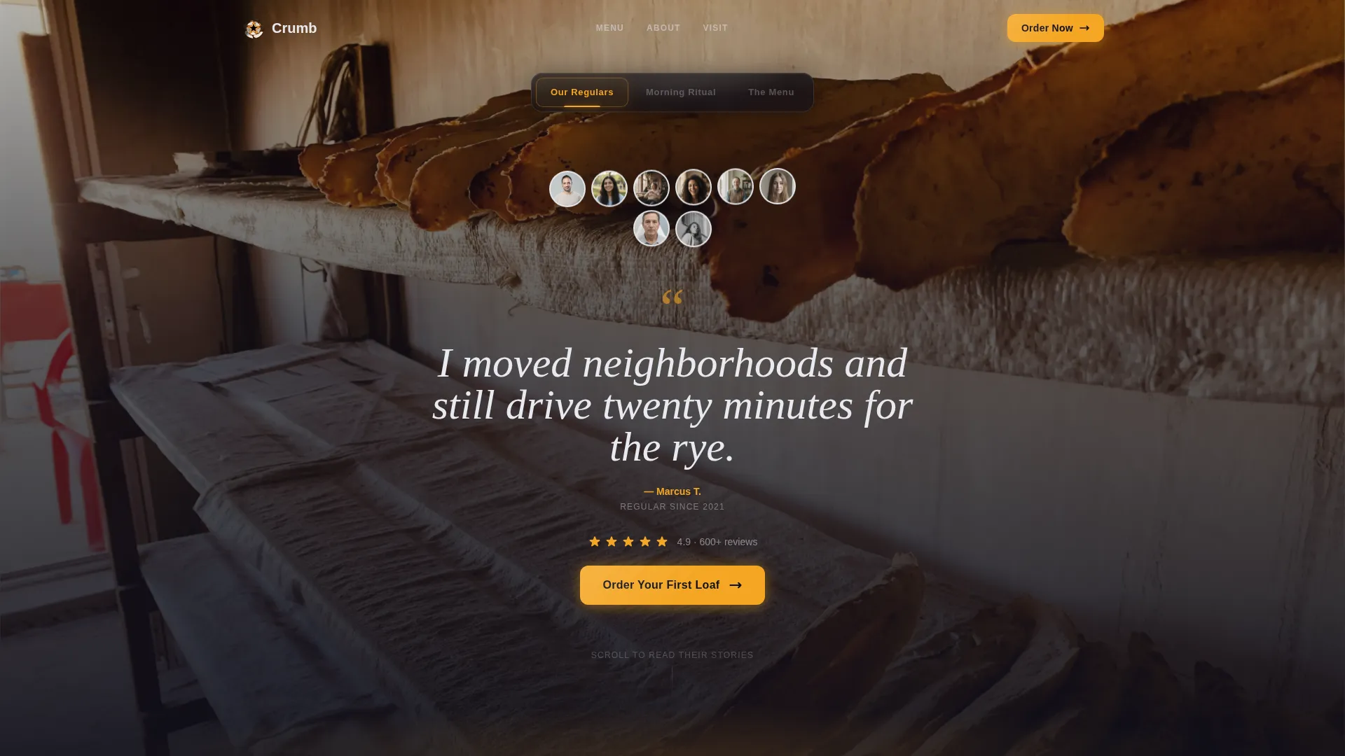 Artisan Bakery Testimonials Landing Page Template