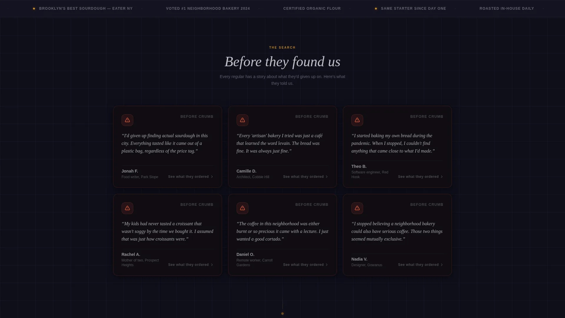 Artisan Bakery Testimonials Landing Page Template